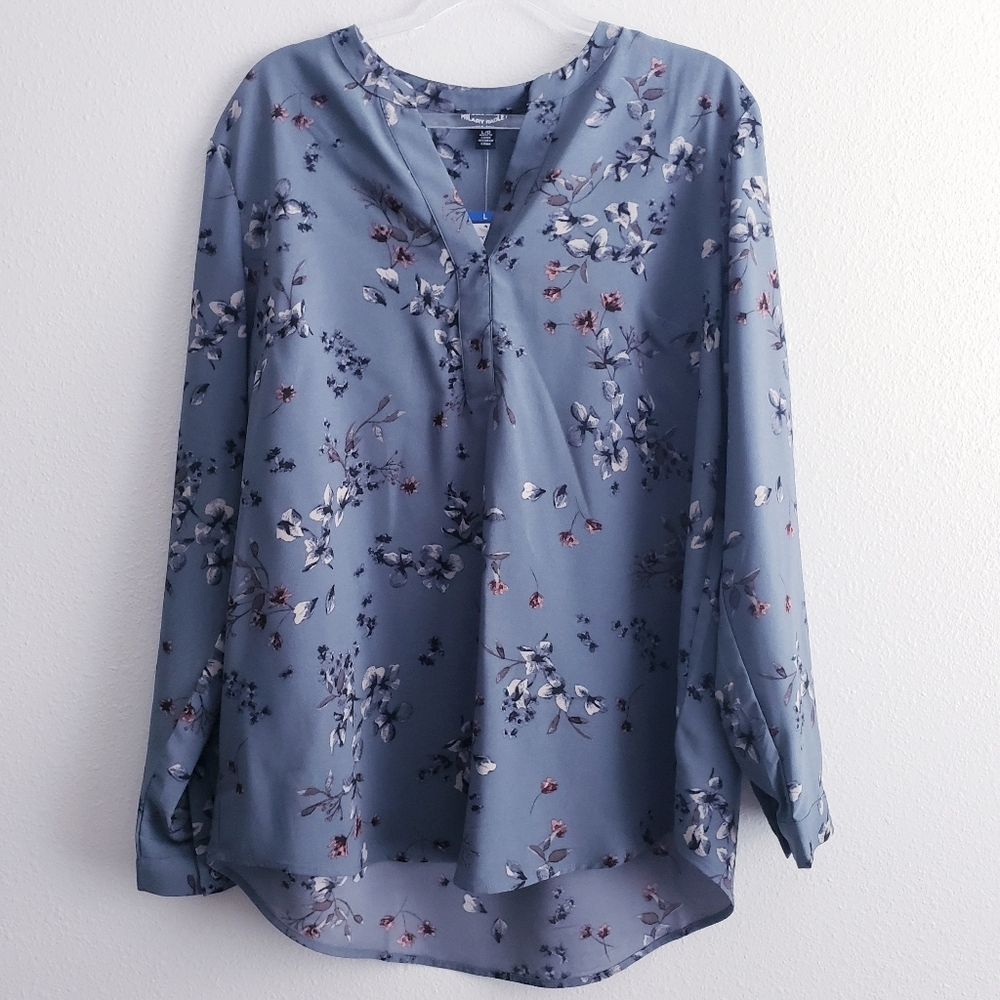 Hilary Radley Floral Long Sleeve Blouse New With Tags